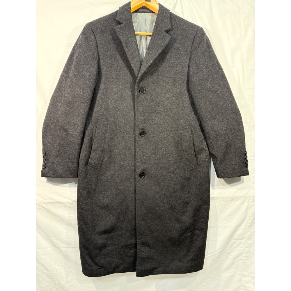 Calvin Klein Mens Charcoal Grey Wool Cashmere Blend Overcoat Topcoat 38R